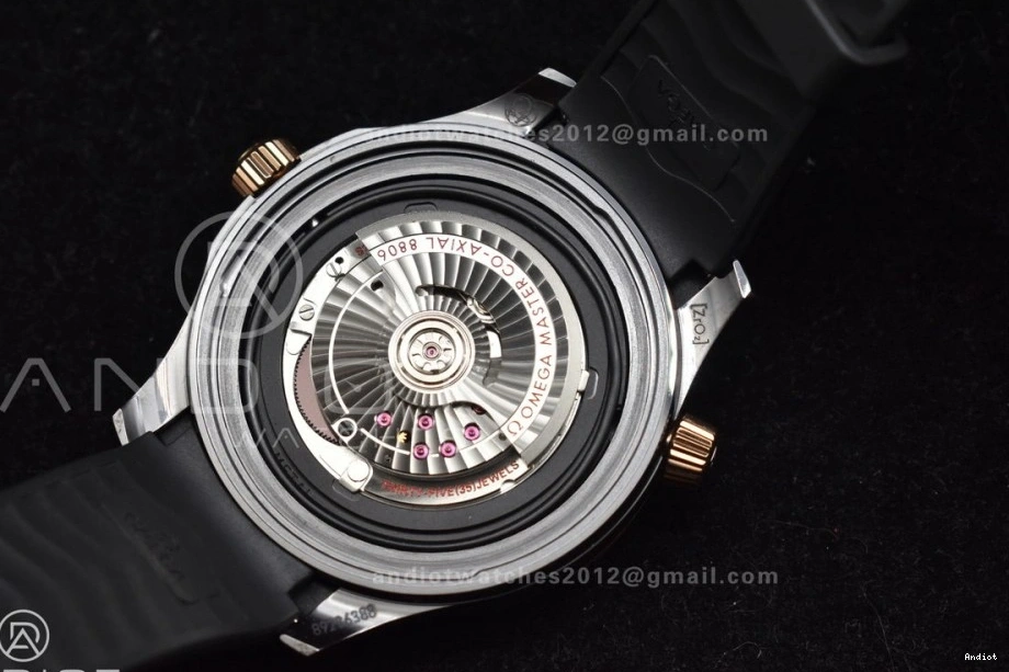 43.5mm 300m Bezel VSF Rubber Dial Seamaster Black Ceramic A8806 1:1 Edition on Black Best RG Strap Black 1230